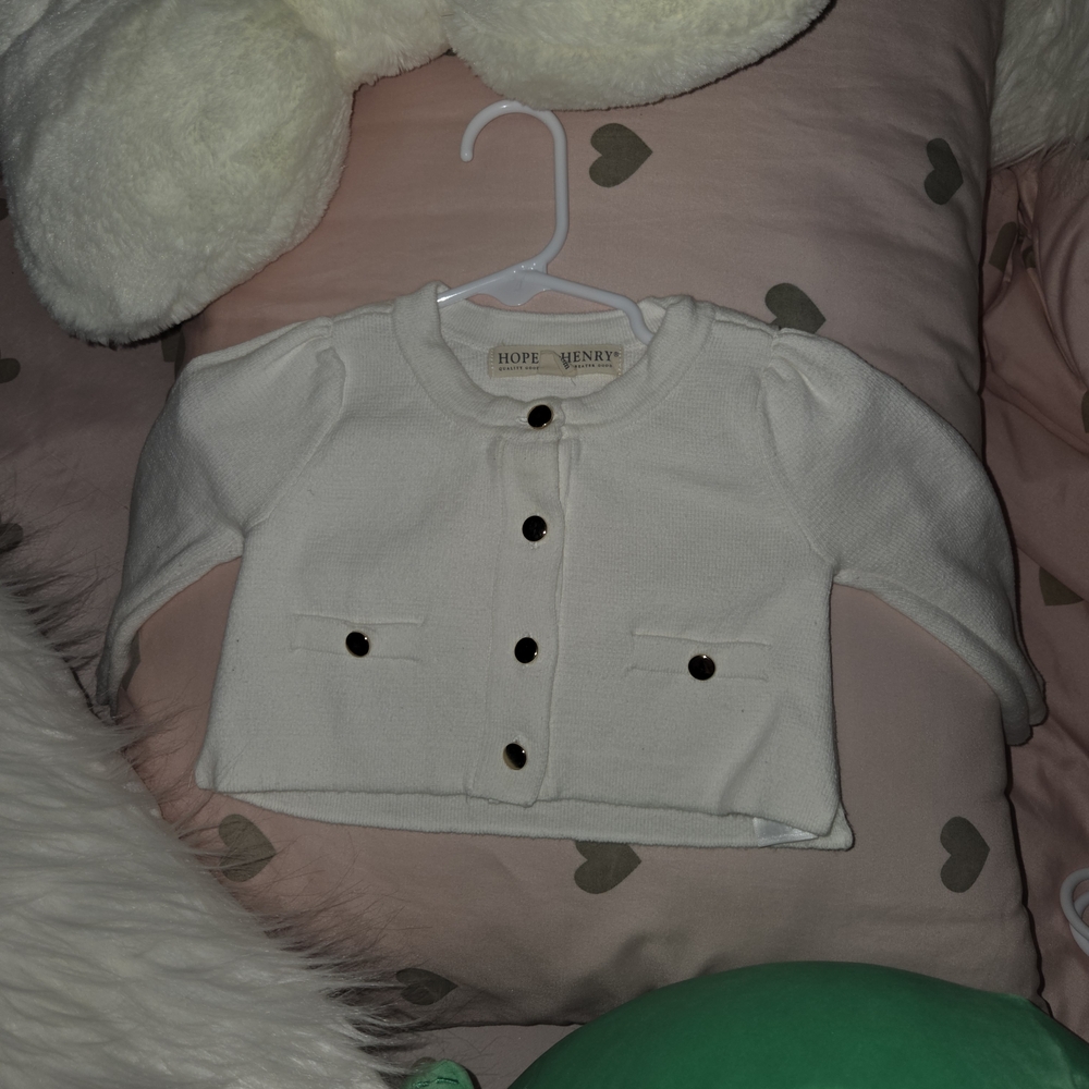 Hope & Henry White Cardigan with Black Buttons
